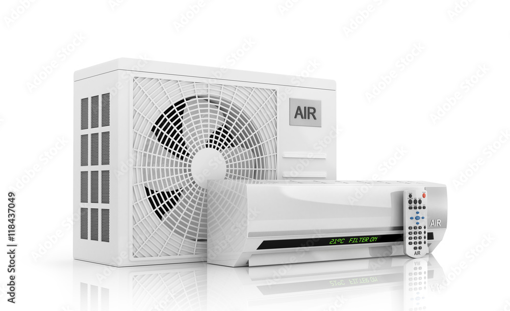 Air conditioning split system isolated on white background 3d